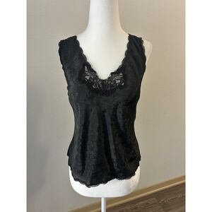 VTG Barbizon Floral Lace Trim Satin Top Whimsigoth 90s Coquette Dainty Feminine